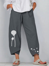 Load image into Gallery viewer, Loose wide trousers in cotton and linen with dandelion print for women