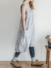 Load image into Gallery viewer, Vestido feminino de ombro de algodão e linho