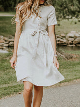 Load image into Gallery viewer, Women's striped linen and cotton dress