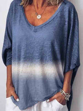 Load image into Gallery viewer, Loose-fit cotton and linen V-neck T-shirt