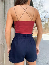 Load image into Gallery viewer, Women's lace-up cotton and linen shorts