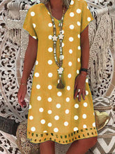 Load image into Gallery viewer, Vestido feminino de algodão e linho com bolinhas