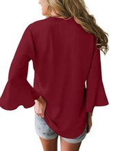 Load image into Gallery viewer, Loose chiffon shirt with 3/4 sleeves and ruffles