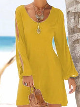 Load image into Gallery viewer, Vestido de praia casual de manga comprida com decote em V