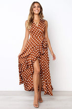 Load image into Gallery viewer, Vestido irregular sin mangas con cuello en V y lunares bohemios