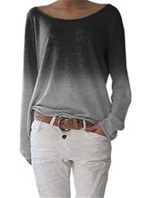 Load image into Gallery viewer, Camiseta degradada feminina de gola larga