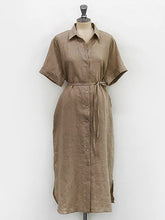 Load image into Gallery viewer, Vestido comprido abotoado com gola de lapela