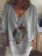 Load image into Gallery viewer, Camiseta casual estampada de coruja de verão para coruja