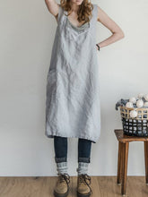 Load image into Gallery viewer, Vestido feminino de ombro de algodão e linho