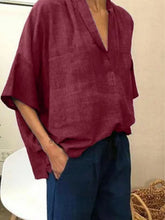 Load image into Gallery viewer, Camisa feminina de linho de manga comprida