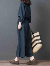 Load image into Gallery viewer, Long plain linen jumpsuit