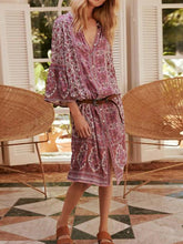 Load image into Gallery viewer, Vestido curto boêmio estampado retrô abotoado