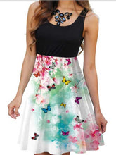 Load image into Gallery viewer, Vestido sin mangas con cuello redondo y estampado de mariposas