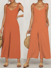 Load image into Gallery viewer, Cotton and linen jumpsuit with knot