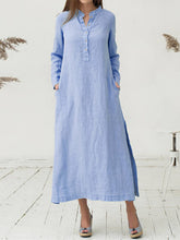 Load image into Gallery viewer, Women's cotton and linen shirt dress