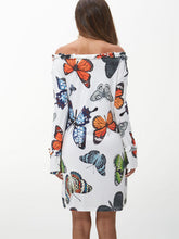 Load image into Gallery viewer, Vestido de manga larga con estampado de mariposas para mujer