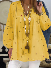 Load image into Gallery viewer, Camisa holgada de encaje con cuello de pico estampada para mujer