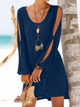 Load image into Gallery viewer, Vestido de praia casual de manga comprida com decote em V