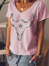 Load image into Gallery viewer, Camiseta feminina confortável de lantejoula de algodão orgânico
