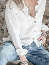 Load image into Gallery viewer, Camisa casual de lino de manga larga para mujer