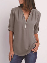 Load image into Gallery viewer, Women's Oversized V-Neck Chiffon Shirt