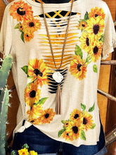 Load image into Gallery viewer, Camiseta de moda sexy con estampado de girasol para mujer