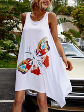 Load image into Gallery viewer, Cozy dress with asymmetric hem and butterfly print