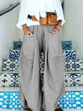 Load image into Gallery viewer, Wide irregular pants with large linen pockets