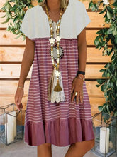 Load image into Gallery viewer, Vestido con cuello de pico de lino y algodón de talla grande para mujer