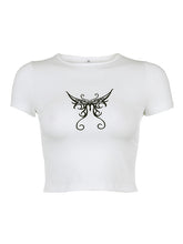 Load image into Gallery viewer, Short top with butterfly embroidery
