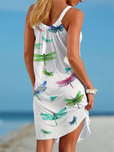 Load image into Gallery viewer, Vestido de mujer con hombros descubiertos y libélula de colores