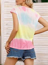 Load image into Gallery viewer, Women's round neck t-shirt with gradient tie-dye print