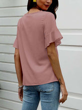 Load image into Gallery viewer, Buttefly Print Ruffle Sleeve Shirt