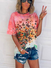 Load image into Gallery viewer, Women's Tie-Dye Butterfly Print Short Sleeve T-Shirt