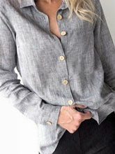 Load image into Gallery viewer, Camisa casual de lino de manga larga para mujer
