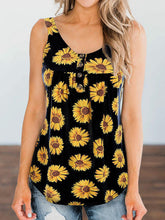 Load image into Gallery viewer, Camiseta de tirantes casual sin mangas con estampado de girasol