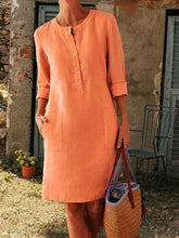 Load image into Gallery viewer, Vestido midi de manga comprida abotoado