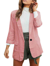 Load image into Gallery viewer, Women's long-sleeved cotton and linen suit jacket