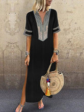 Load image into Gallery viewer, Vestido casual casual con cuello en V para mujer en estilo étnico