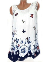 Load image into Gallery viewer, Butterfly Print Round Neck Lace Sleeveless Cardigan