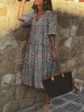 Load image into Gallery viewer, Long Sleeve V Neck Women's Dress