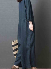Load image into Gallery viewer, Long plain linen jumpsuit