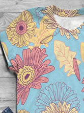 Load image into Gallery viewer, Camiseta feminina estampada de crisântemo casual manga curta