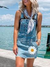 Load image into Gallery viewer, Vestido feminino de ganga estampado da margarida