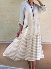 Load image into Gallery viewer, Vestido de manga comprida com gola redonda e saia larga