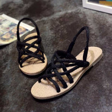 Load image into Gallery viewer, Women's Retro Linen Hand Woven Linen Beach Sandals