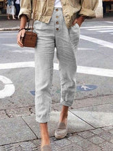Load image into Gallery viewer, Pantalones holgados de algodón y lino para mujer