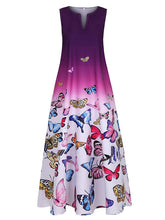Load image into Gallery viewer, Boho long dress with butterfly print and tie dye effect