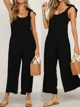 Load image into Gallery viewer, Cotton and linen jumpsuit with knot