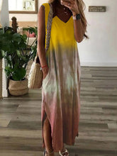 Load image into Gallery viewer, Vestido feminino solto e confortável com decote em V sem mangas gravata